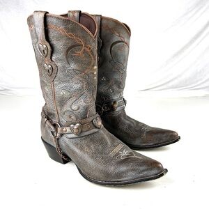 Durango Crush Heartbreaker Brown Leather Pointed Toe Western Boots Sz 10m